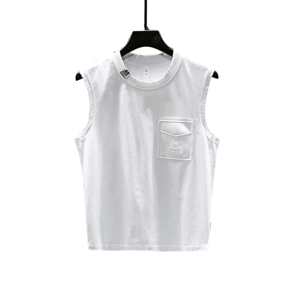 Cotton sleeveless t-shirt in loose fit with straight hem, available in white or black colours