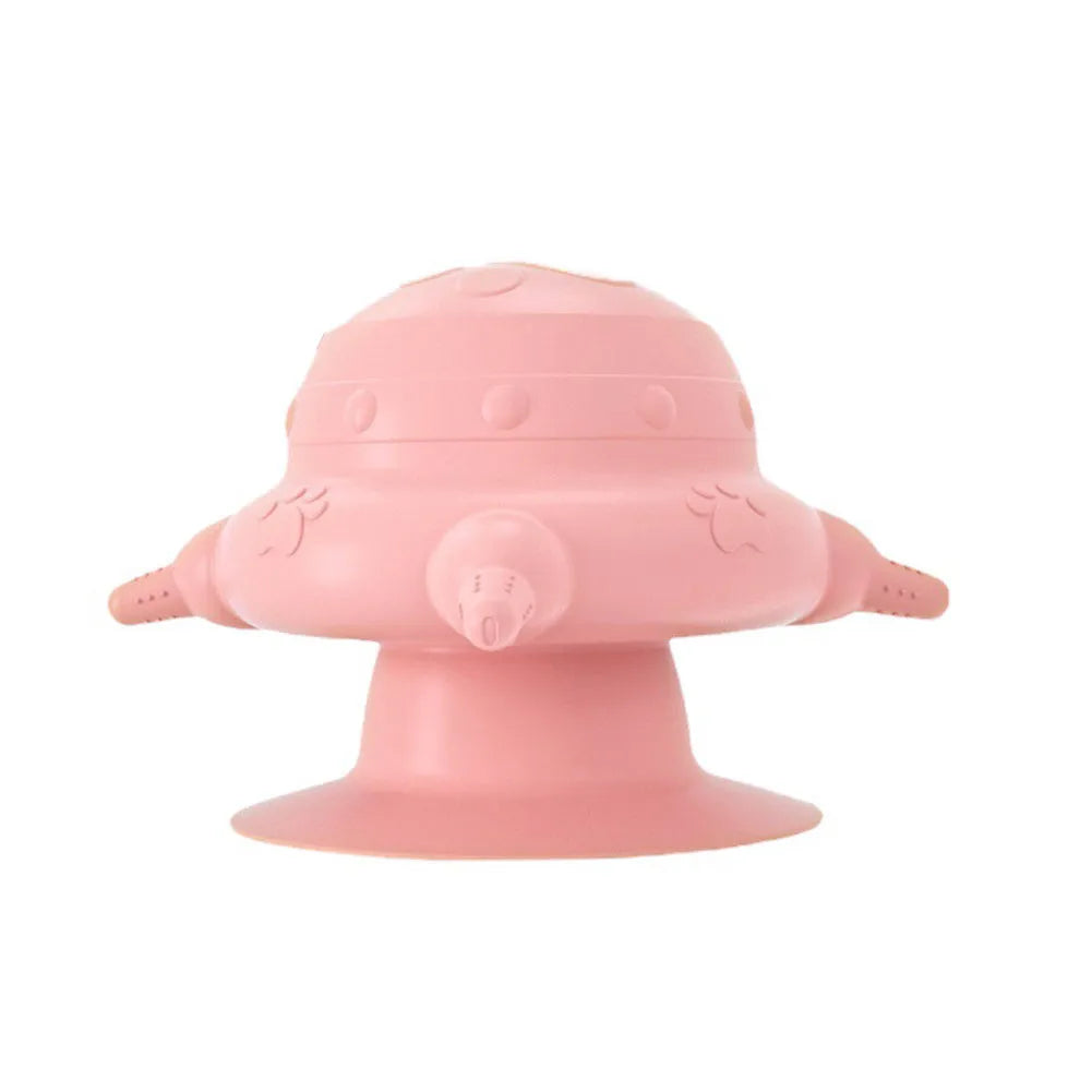 Pink silicone pet milk feeder with bionic breast design and four pacifiers for puppies and kittens