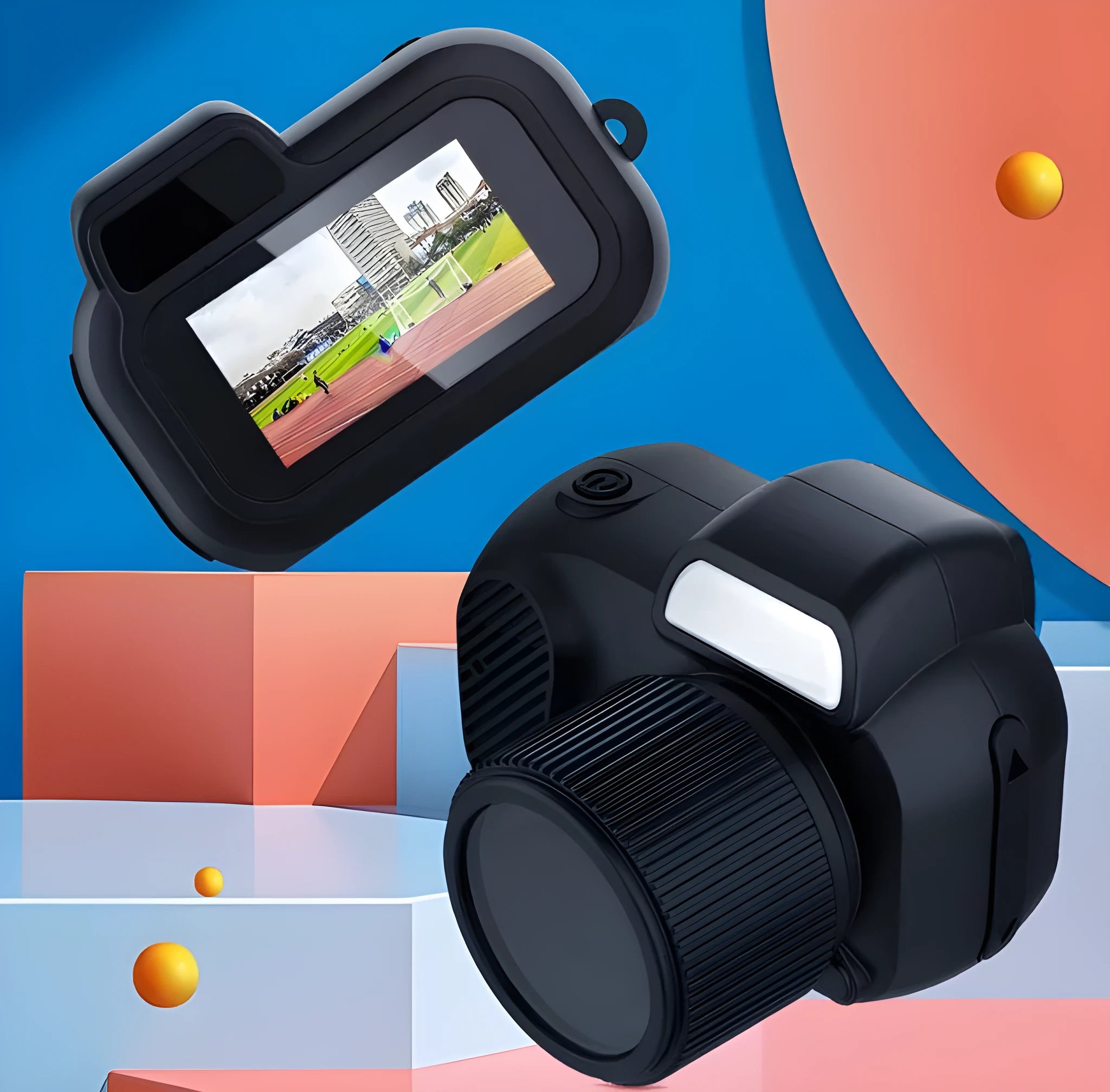 Black Y3000 HD outdoor sports camera with LCD screen on a plain background