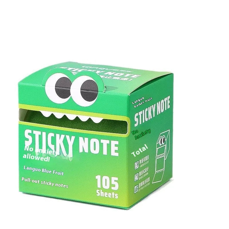 Transparent pull-out sticky notes with pearl gradient colours in 105-page notepad for students