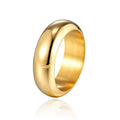 Glossy electroplated titanium steel ring in gold, black, and steel colour options