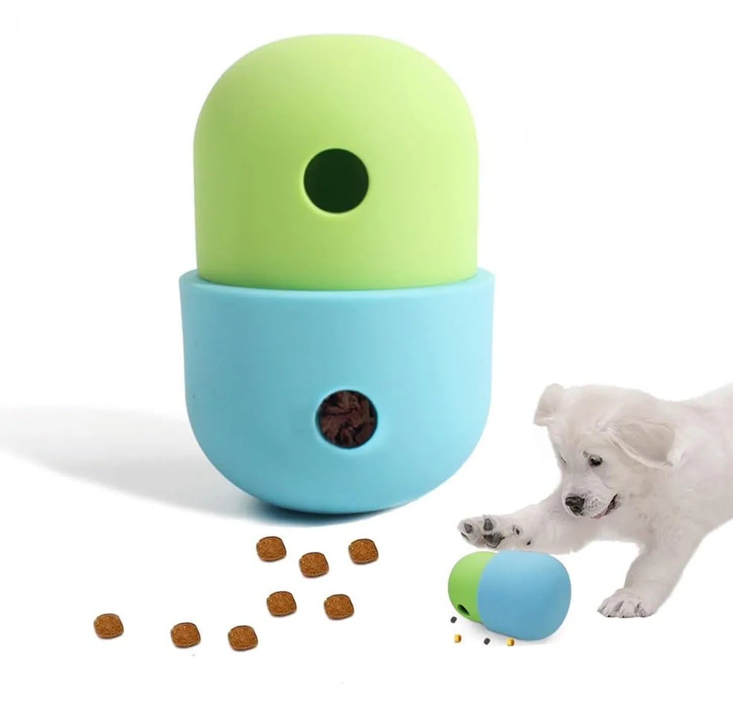 Dog treat puzzle toy in assorted colours for small medium dogs with detachable design