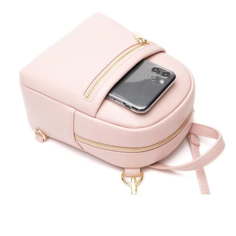 Soft PU mini backpack in street trend style with contrast colour elements and three-dimensional pockets