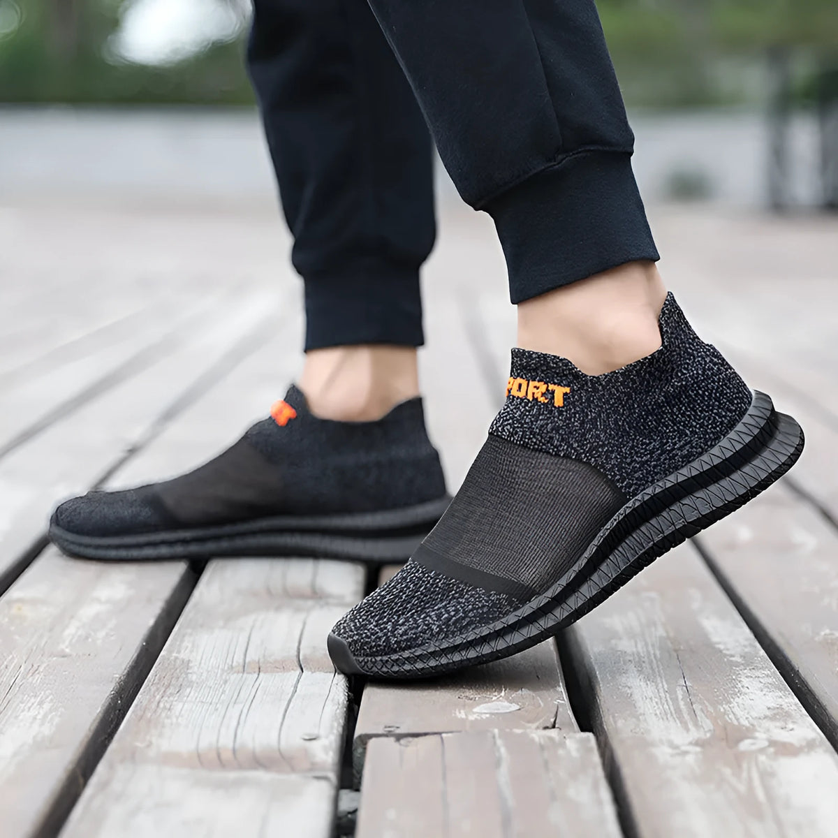 Breathable flyknit casual sports sock shoes in khaki colour with lace closure and round toe