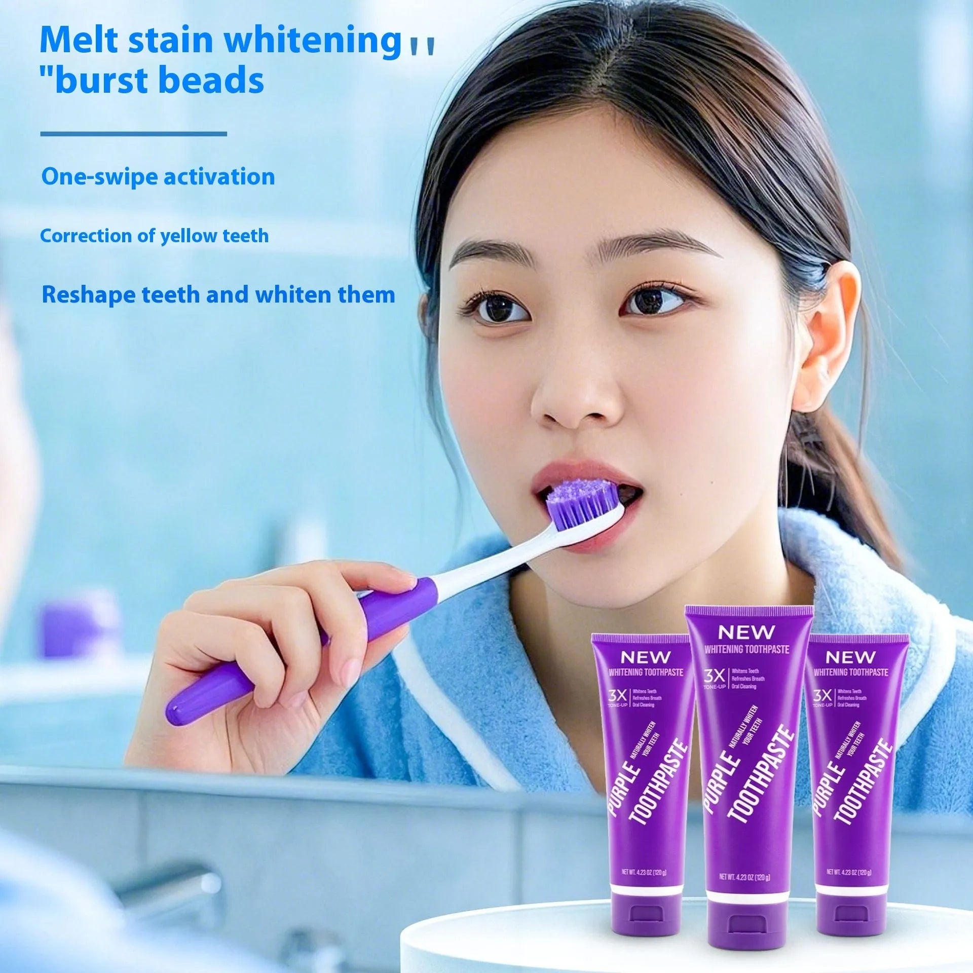 Purple whitening toothpaste for adults in 120g size with whitening function