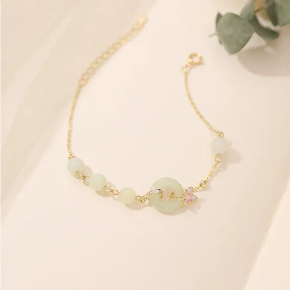 925 silver orchid necklace with safety peace buckle and flower geometric pendant