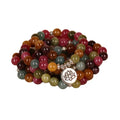 108-bead multi-layer bracelet with lotus hanging element in tourmaline colour alloy construction