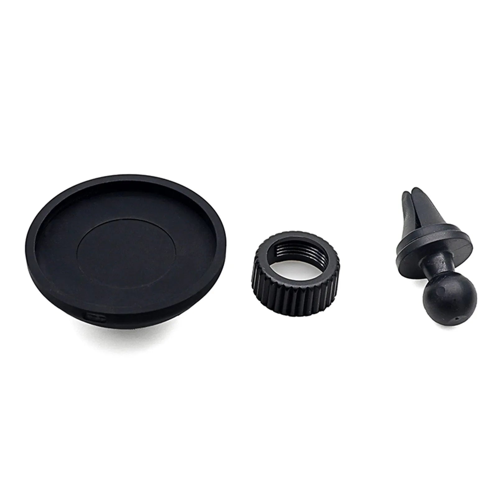 Black magnetic car phone holder with air vent bracket and dashboard base mounting options