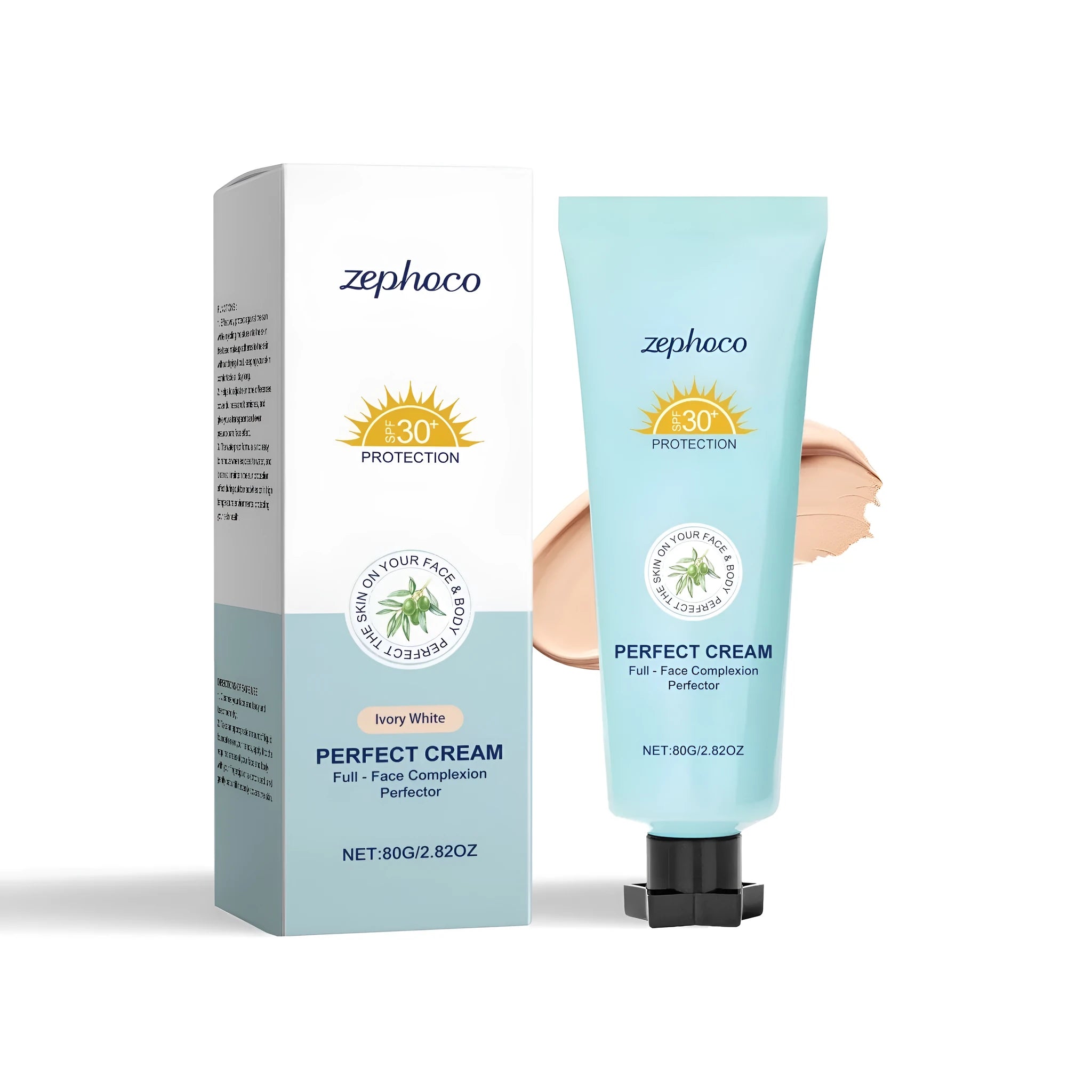Curdling sunscreen moisturising liquid foundation bottle in Dark Skin, Ivory White, and Natural colour shades