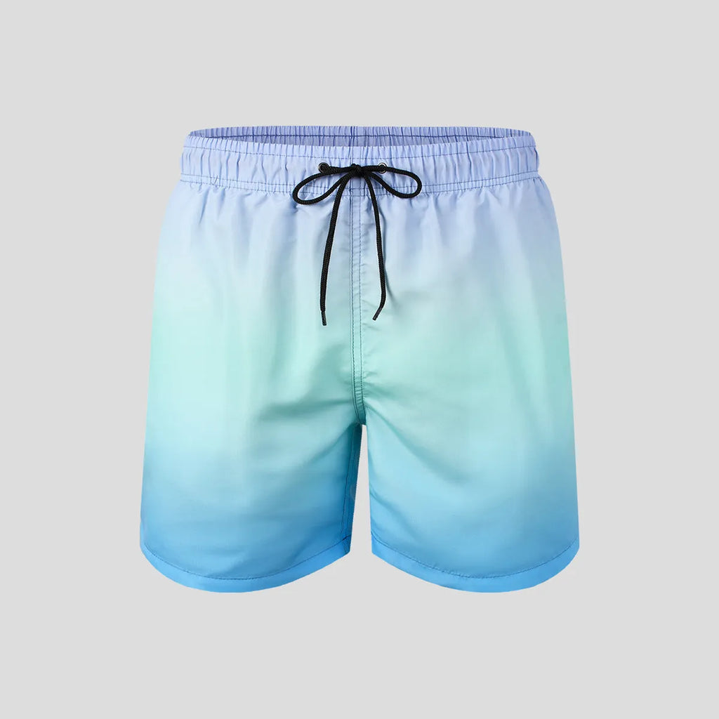 Men's gradient colour 3D digitally printed sports shorts made from mesh fabric with micro elasticity