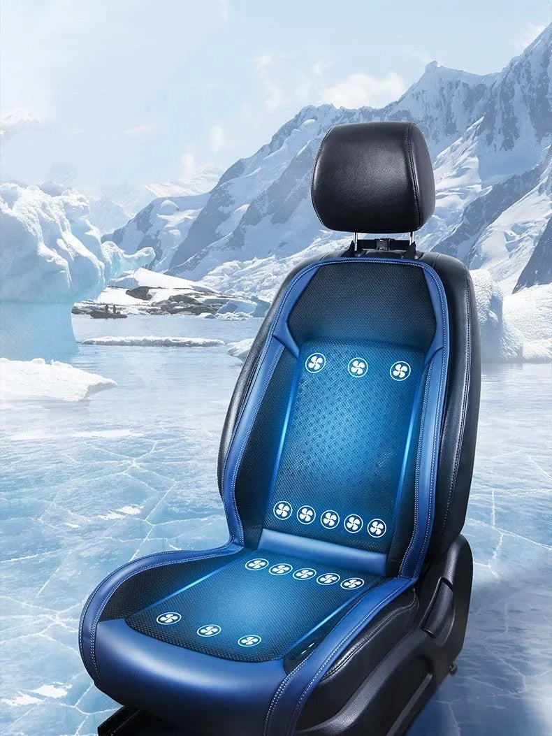 Car seat cooling pad with USB cable connection in solid colour design