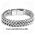 Silver stainless steel geometric hip hop bracelet showing front and back matching design