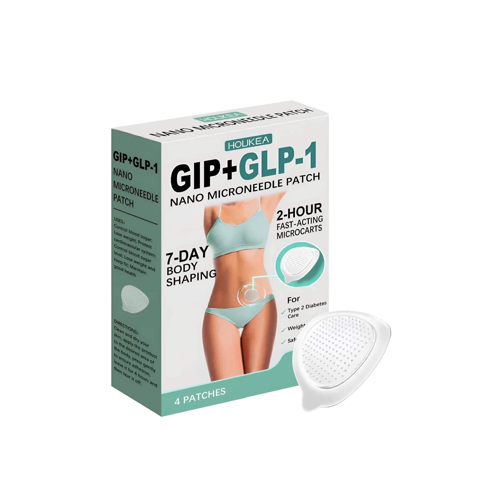 Pack of four nano microneedle patches for facial skincare application.