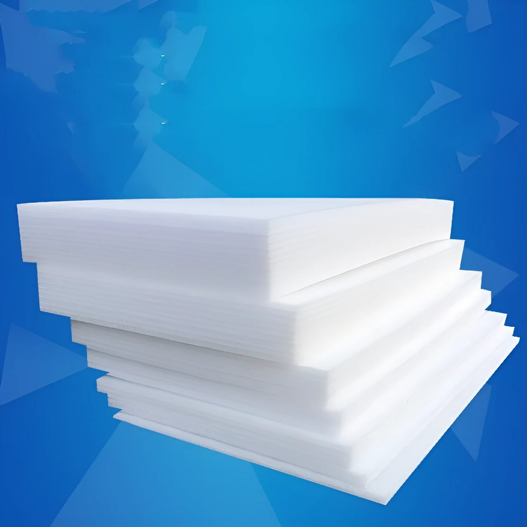 Large white EPE pearl cotton foam board showing its 2 metre by 1 metre dimensions and 10mm thickness.
