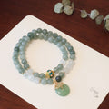 New Chinese style women's bracelet with Safety Buckle pendant and geometry Myanmar jade beads