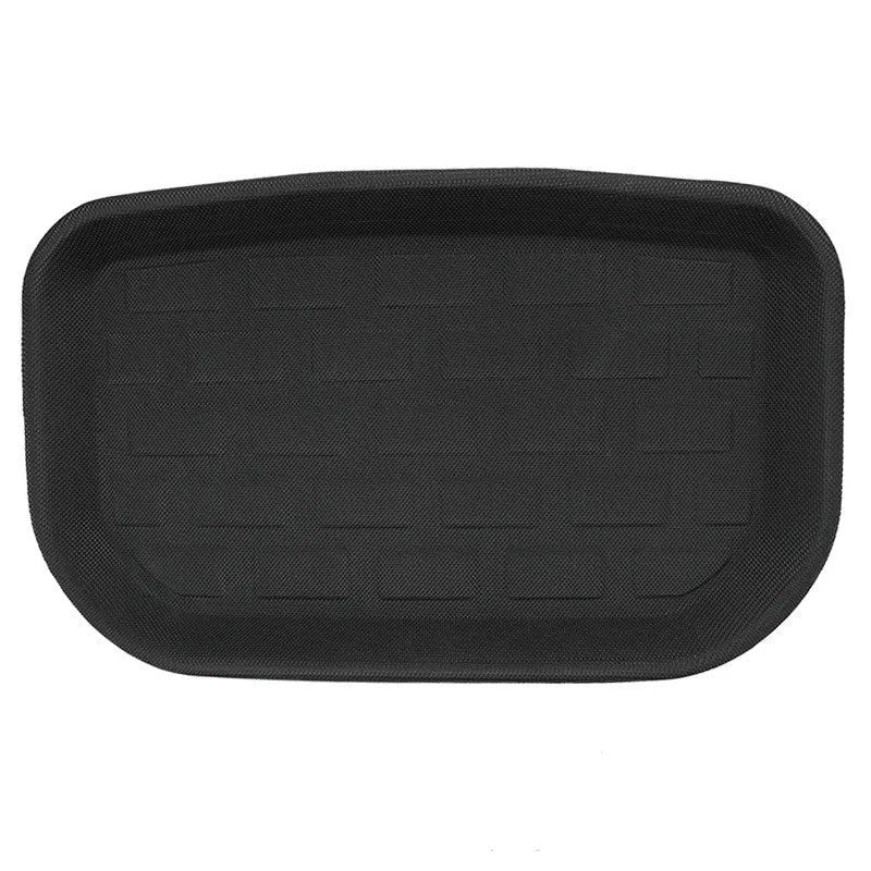 TPR material floor mats for Tesla Model Y, showing foot mats, storage box mats, and tailbox mats.