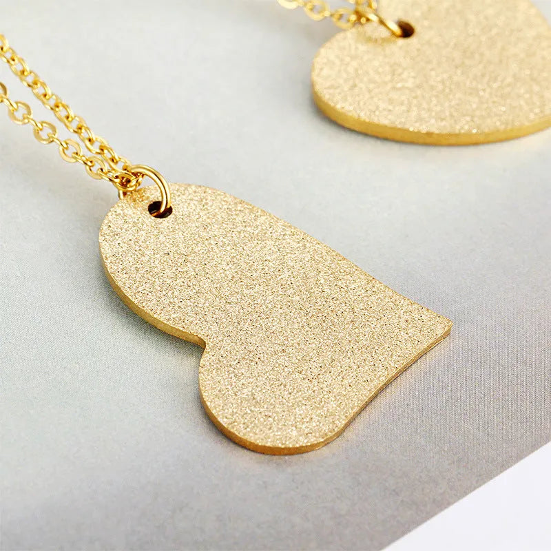 Women's titanium steel heart-shaped pendant necklace with geometric design in KN25736Z colour