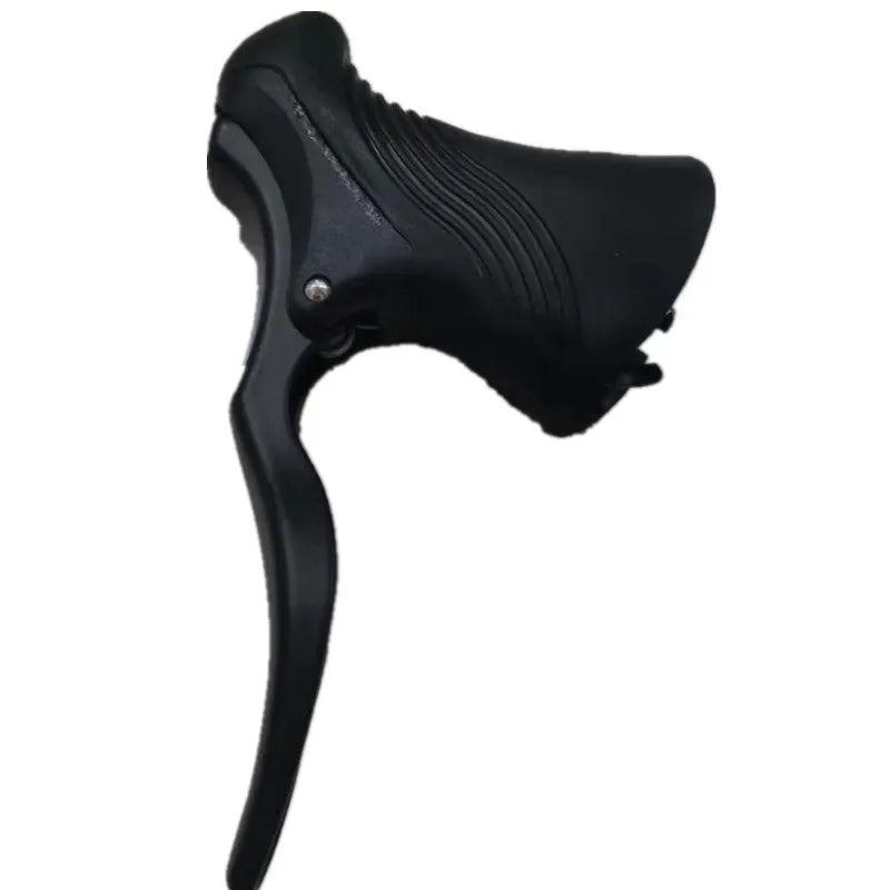 Pair of aluminium alloy road bicycle brake handles in black and black/silver finishes