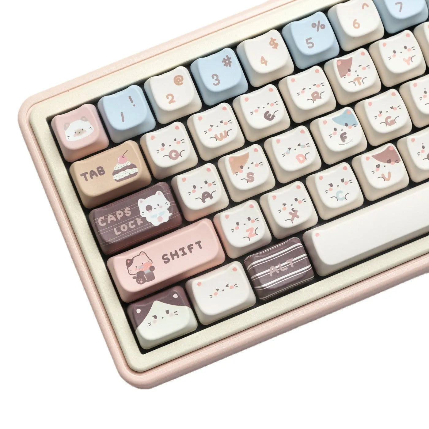 High sea salt cat design PBT key cap set with 7u space bar for March past mechanical keyboards