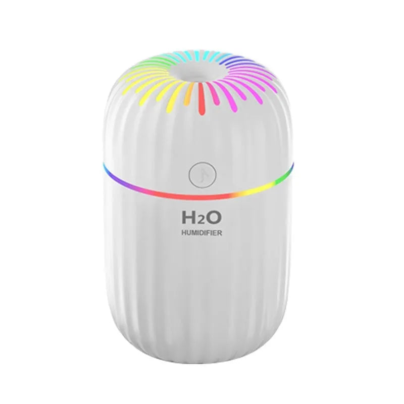 Fireworks A5 white USB mini humidifier on a desk next to a laptop