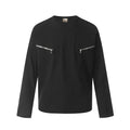 Men's loose fit cotton pullover top in black and floral grey colours on a hanger