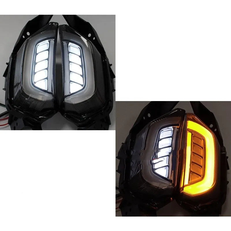 Yamaha NMAX155 LED turn signal lights in white yellow, blue yellow, and red yellow colour options