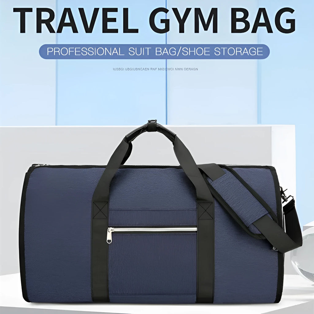 Oxford cloth business leisure storage sports bag in grey colour showing dry wet separation compartments