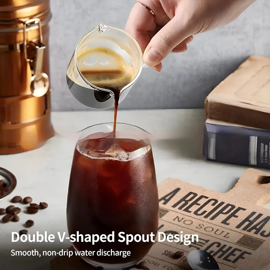 White transparent double mouth glass coffee cup minimalist design