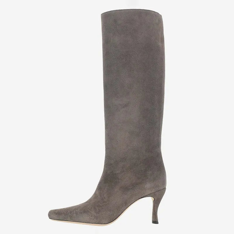 Women's square toe ankle cowboy boots in microfiber, shown in available colours like black, brown stone, and grey.