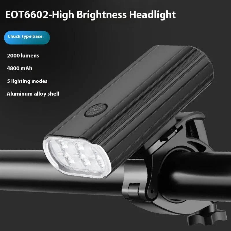Aluminium alloy bicycle headlight with six XPT lamp beads and USB Type-C charging port