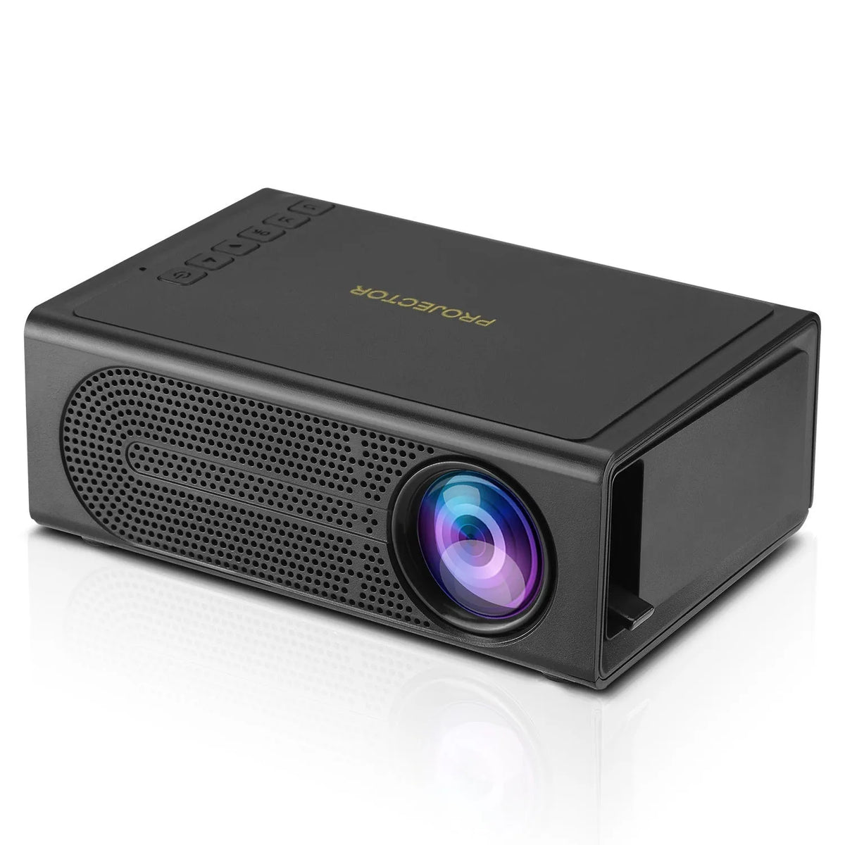 Black or white portable mini projector with wired mobile phone connection capability