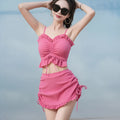 Women's solid colour milk silk bikini swimsuit top and bottom for swimming
