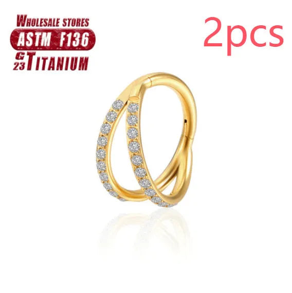 Titanium alloy nose ring stud with diamond detail on a silver-coloured post.