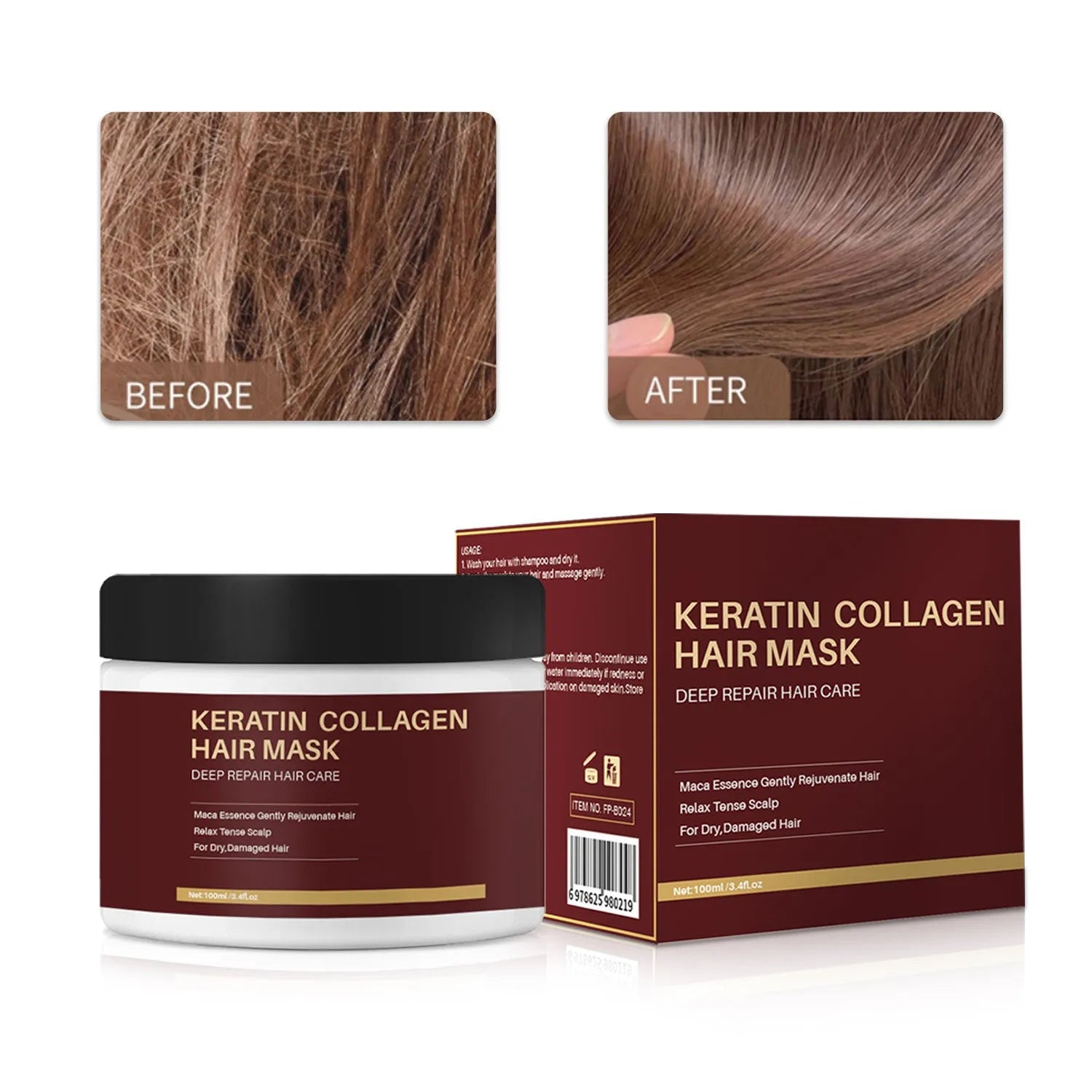 100ml collagen hair mask bottle for moisturising and repairing dry damaged hair