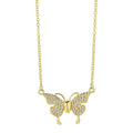 Gold titanium steel twisted chain clavicle necklace with magnetic butterfly snap closure.