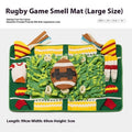 Outdoor-themed dog sniffing mat with fabric folds for hiding treats, promoting canine mental stimulation.