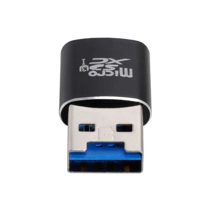 Black USB 3.0 micro SD card reader with ABS plastic shell for memory card transfers