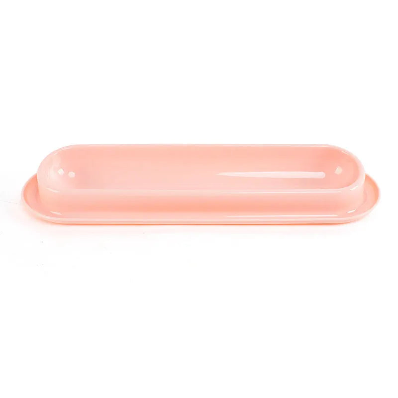 Set of four coloured plastic pet bowls with non-slip rubber bases for cats and dogs.