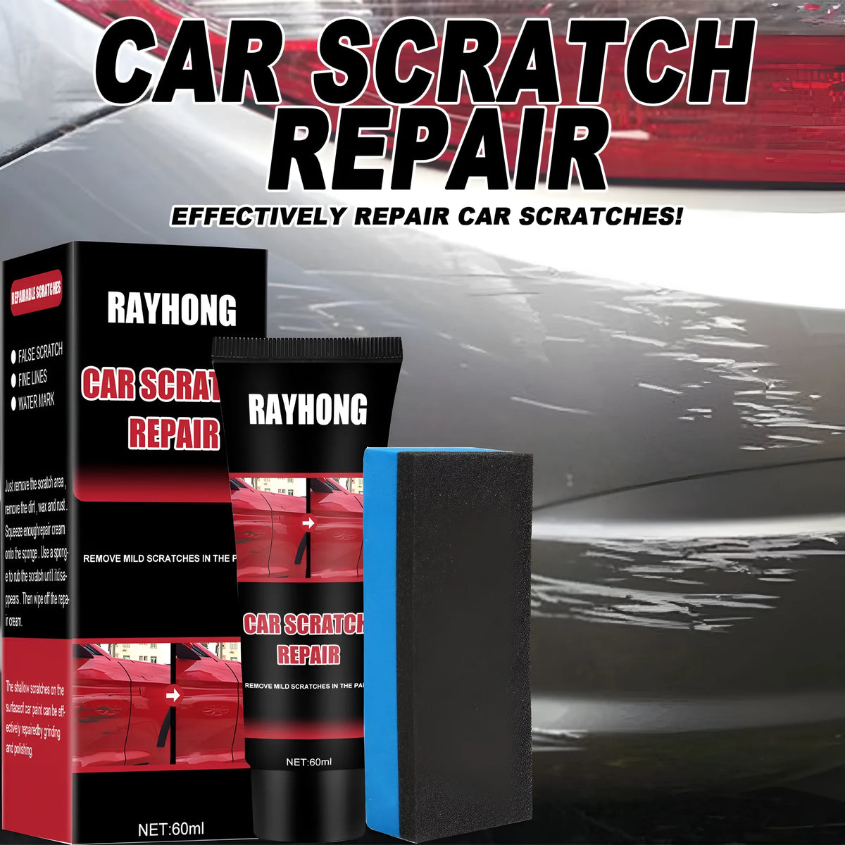 60ml tube of car scratch repair wax for automotive paint surface maintenance