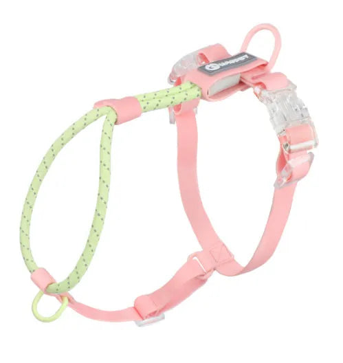 Solid colour PVC dog leash with hand-holding rope function showing 120cm length
