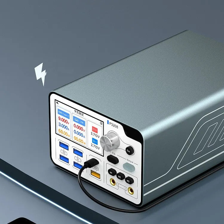 320W smart voltage regulator power meter with 3.0-inch IPS display showing current readings