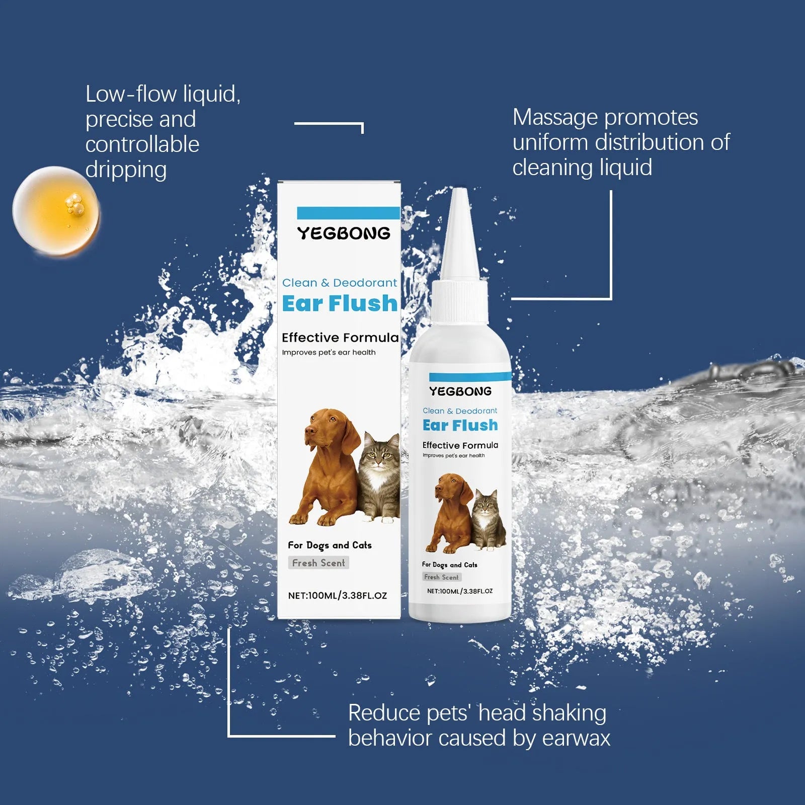 100ml bottle of gentle ear cleaner solution for dogs and cats