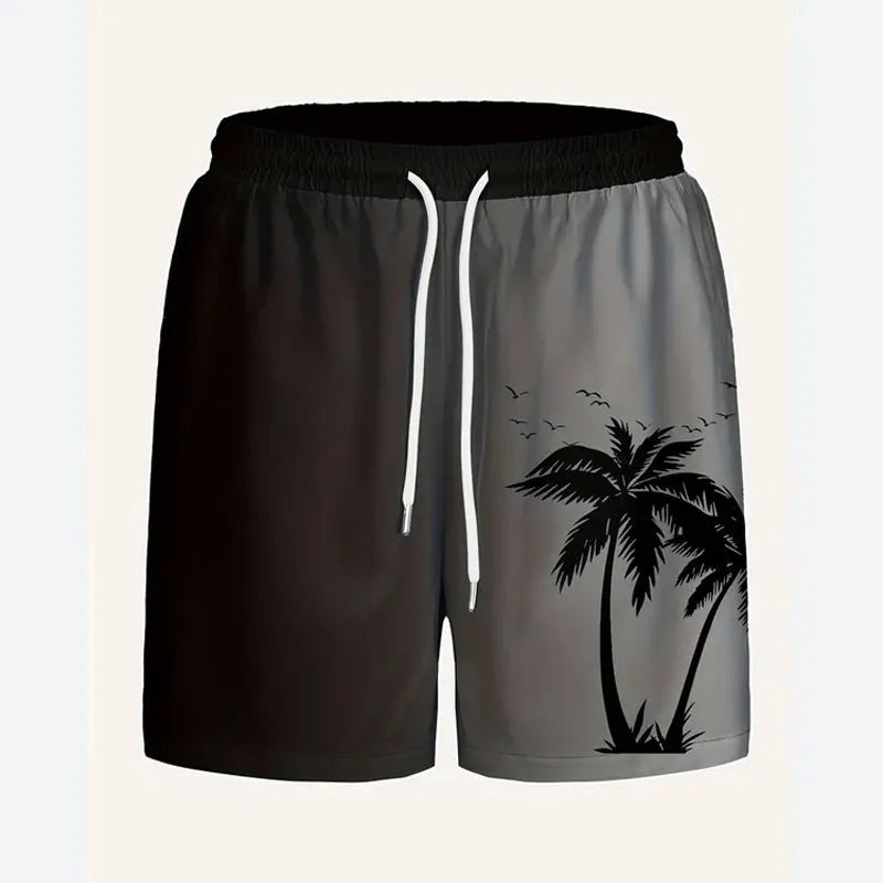 Men's loose-fitting beach pants shorts in solid colour with sporty leisure style for summer wear