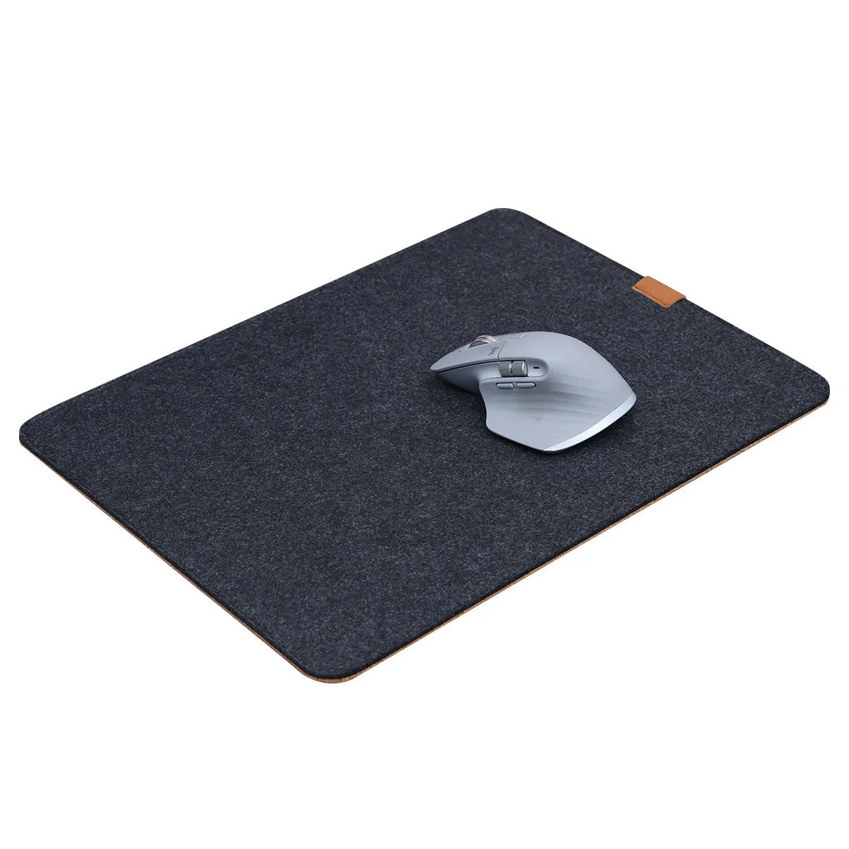 Oversized felt cork desk mat with Japanese simple design in grey colour options on wooden desk surface