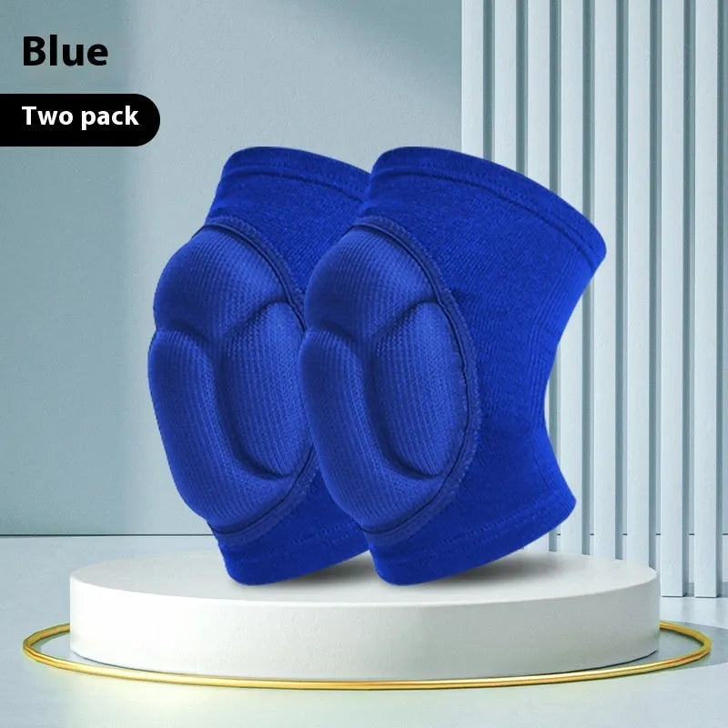 Black and blue free-size thick sponge dance kneepad for knee protection.