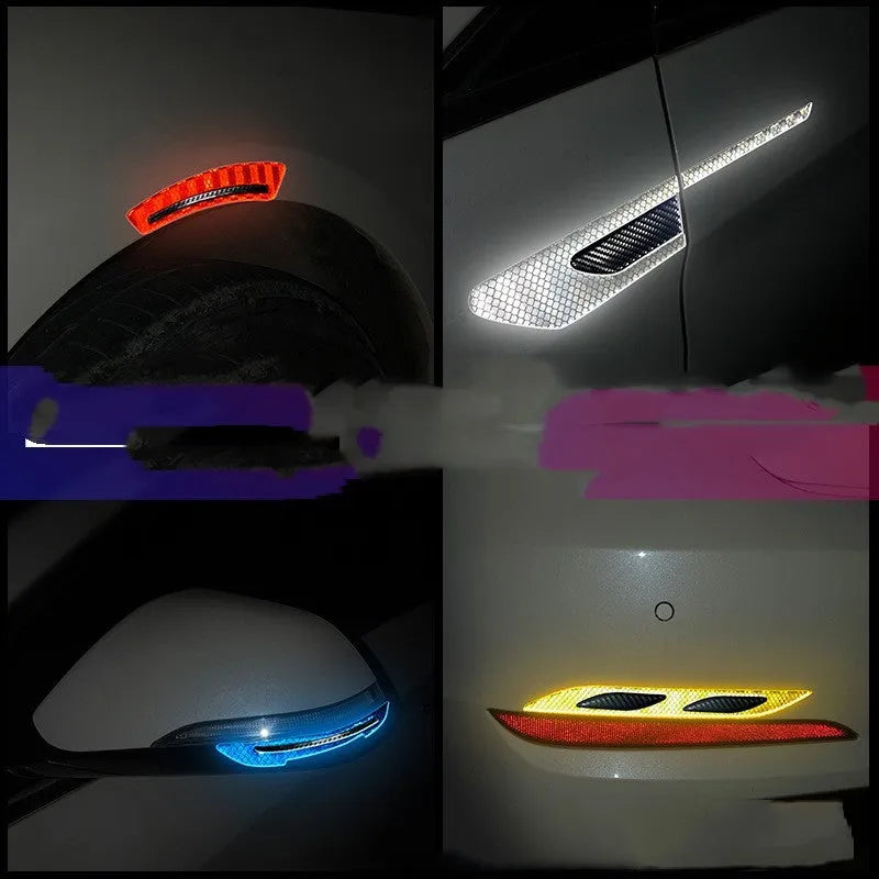 Blue and yellow reflective warning tape strips for car wheel bumpers measuring 17mm width