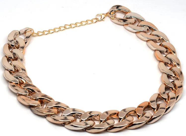 Gold colour chain dog collar with geometric plastic design for small to medium sized pets