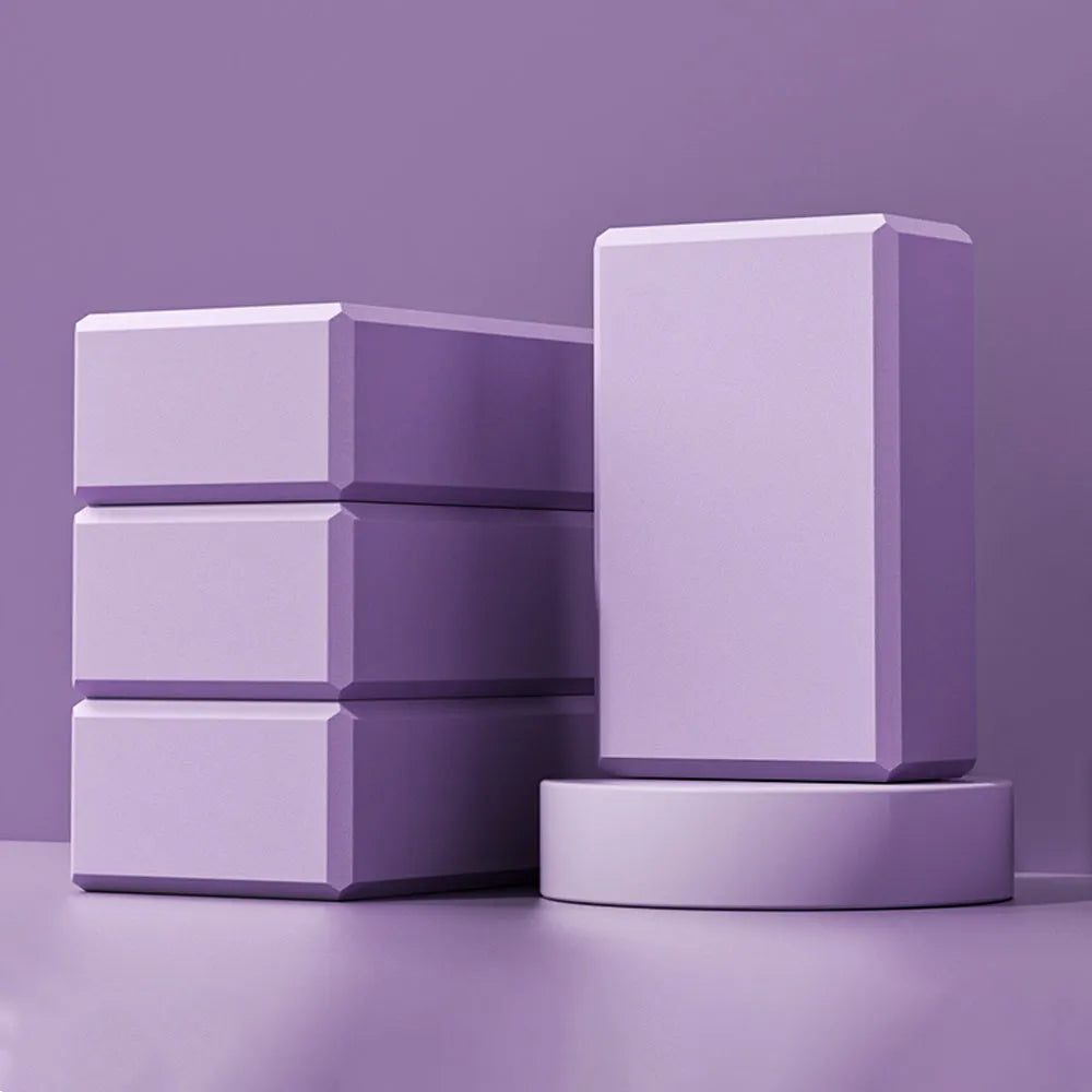 Solid colour EVA foam yoga block with hexagonal ridges for grip