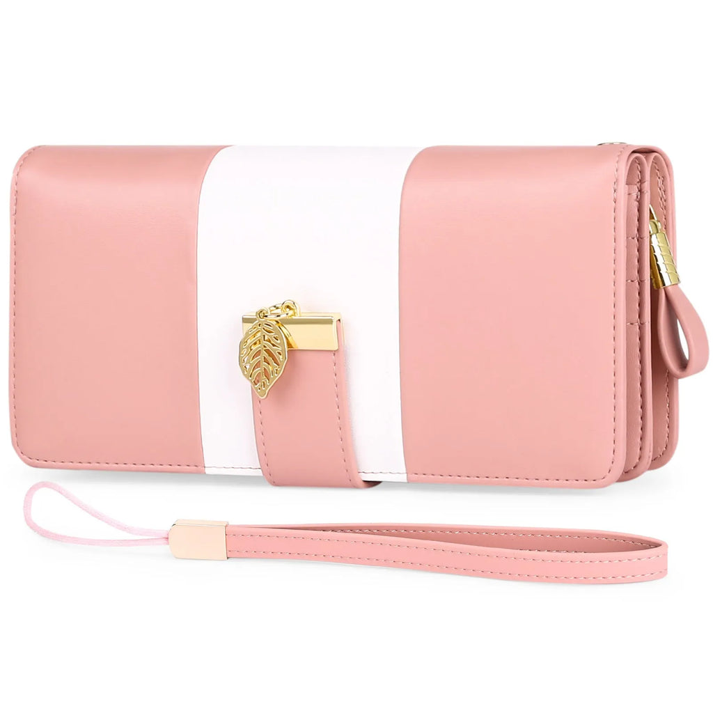 Anti theft clutch handbag with lock opening in PU leather, showing interior organisation and colour options