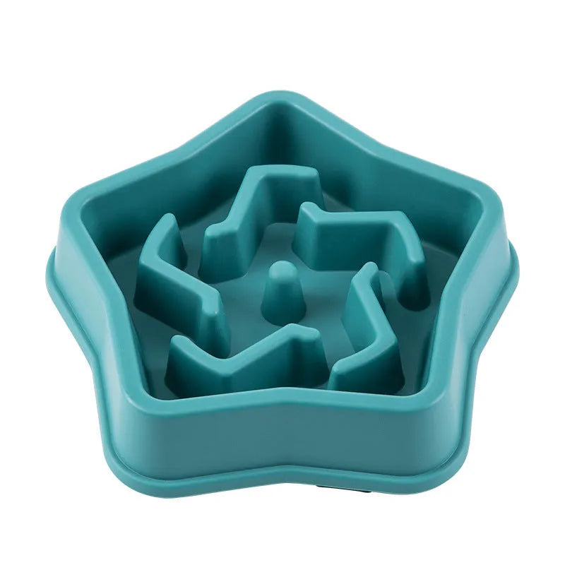 Yellow plastic dog slow feeder bowl with raised ridges at base measuring 20.1cm across